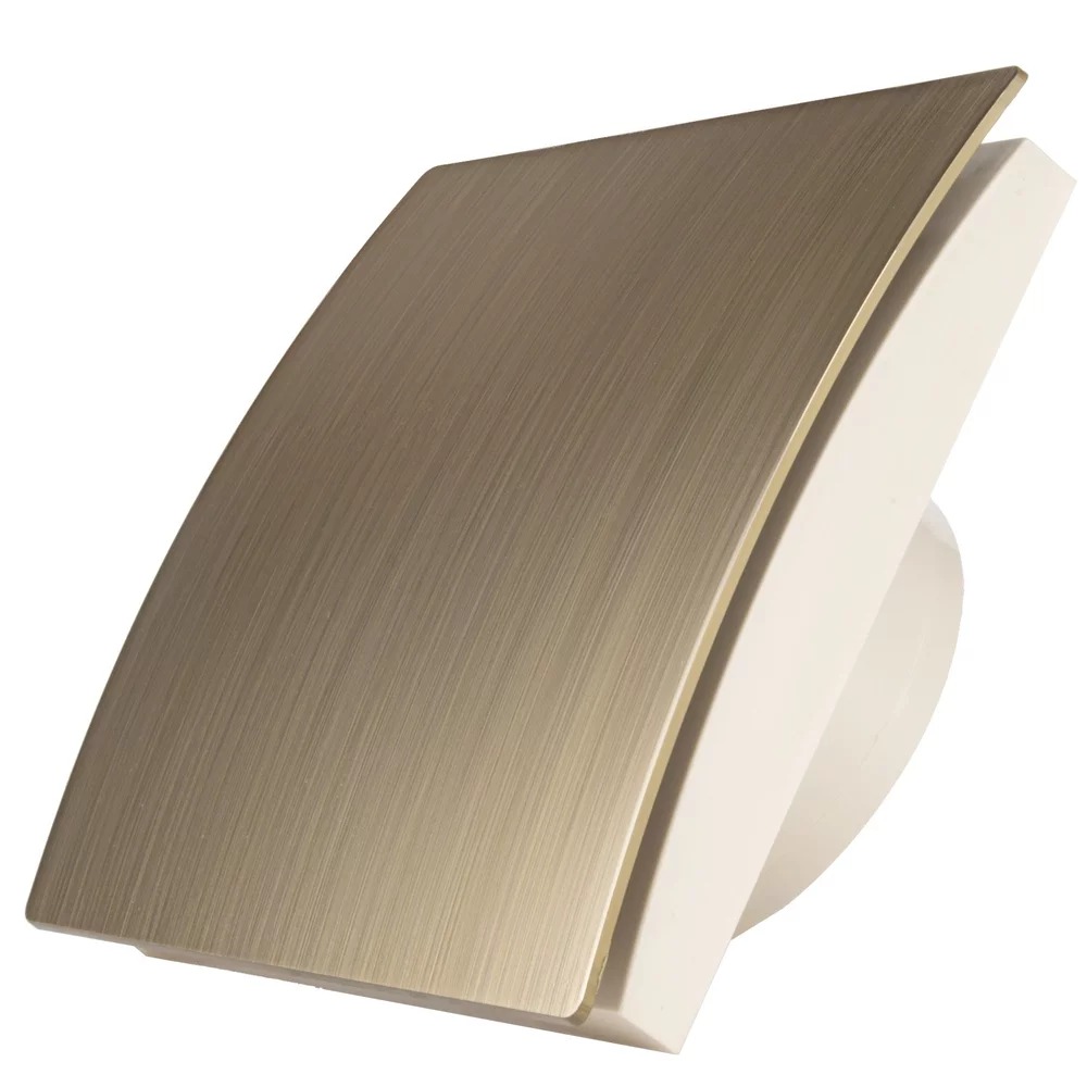 Ventilator diam 100mm placa frontala plastic auriu, clapeta antiretur, 90mc/h racord 38mm