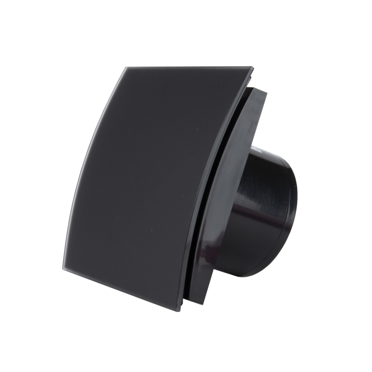 Ventilator diam 100mm placa frontala sticla eliptica negru, clapeta antiretur 105mc/h