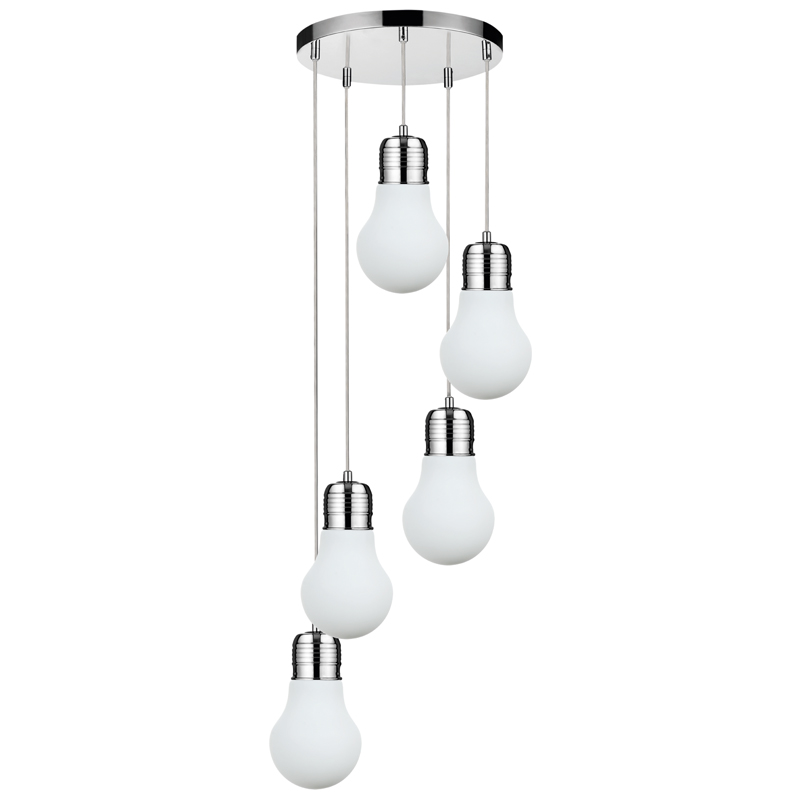 Lustra Bulb alb 5x60W E27, sticla