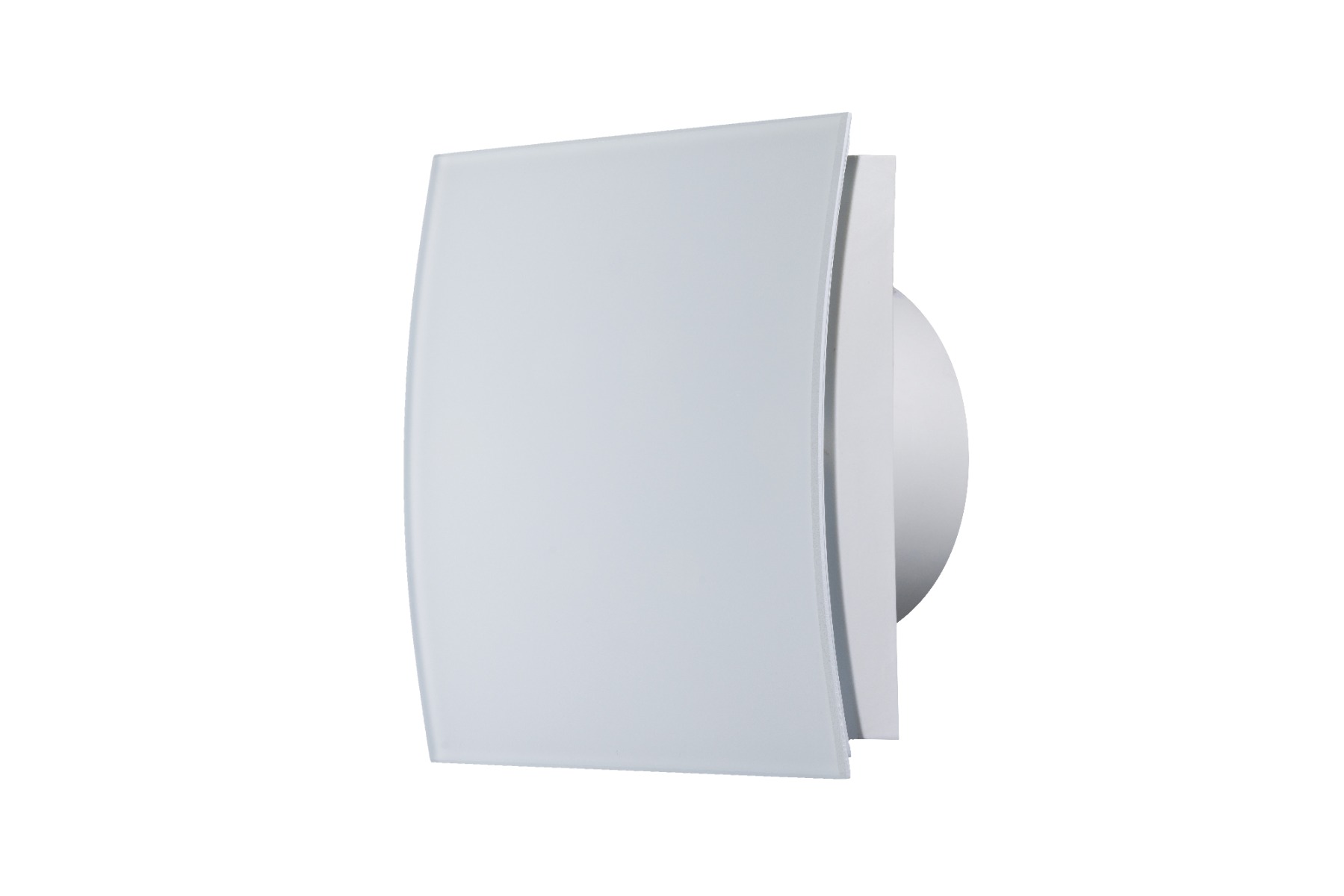 Ventilator diam 100mm placa frontala sticla eliptica alb mat, clapeta antiretur 169mc/h 