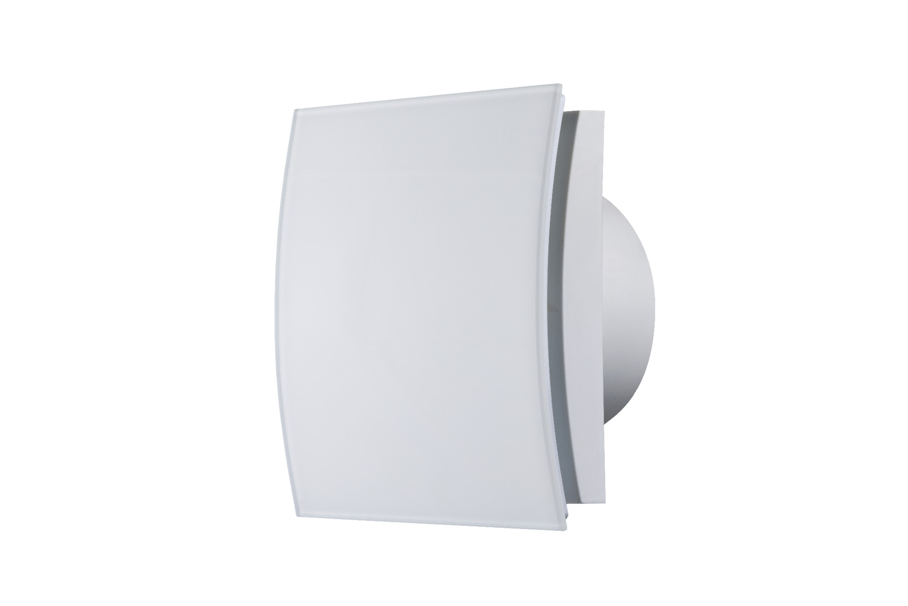 Ventilator diam 100mm placa frontala sticla eliptica alb lucios, clapeta antiretur 169mc/h 