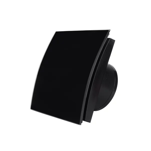 Ventilator diam 100mm placa frontala sticla eliptica negru lucios, clapeta antiretur 169mc/h 