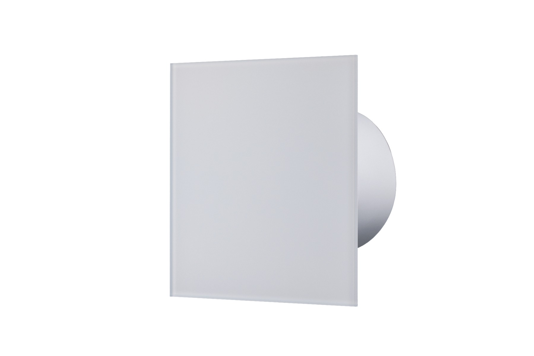 Ventilator diam 100mm placa frontala sticla alba mata, clapeta antiretur 169mc/h