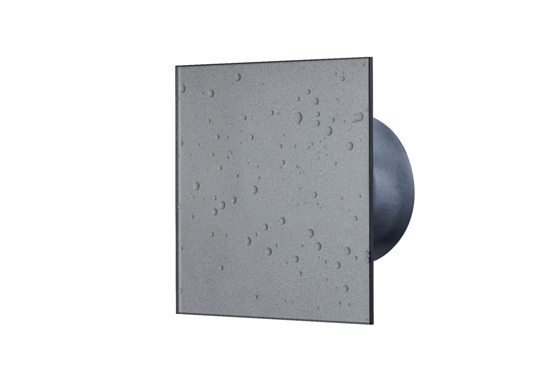 Ventilator diam 100mm placa frontala sticla gri inchis picaturi de apa, clapeta antiretur 169mc/h 
