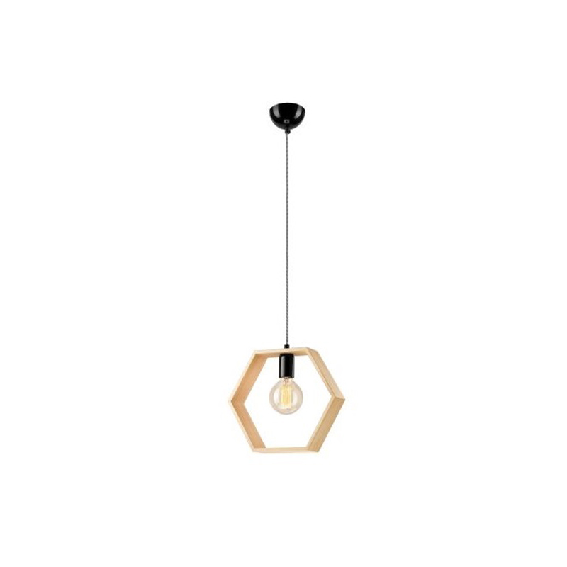Pendul OLLE hexagon natur 1x60W E27, lemn
