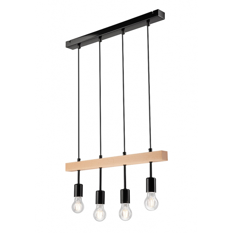 Lustra ORAZIO negru 4x60W E27, lemn