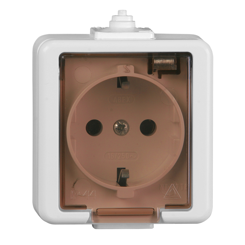 Smart Alb Priza schuko cu capac transparent IP44, PT