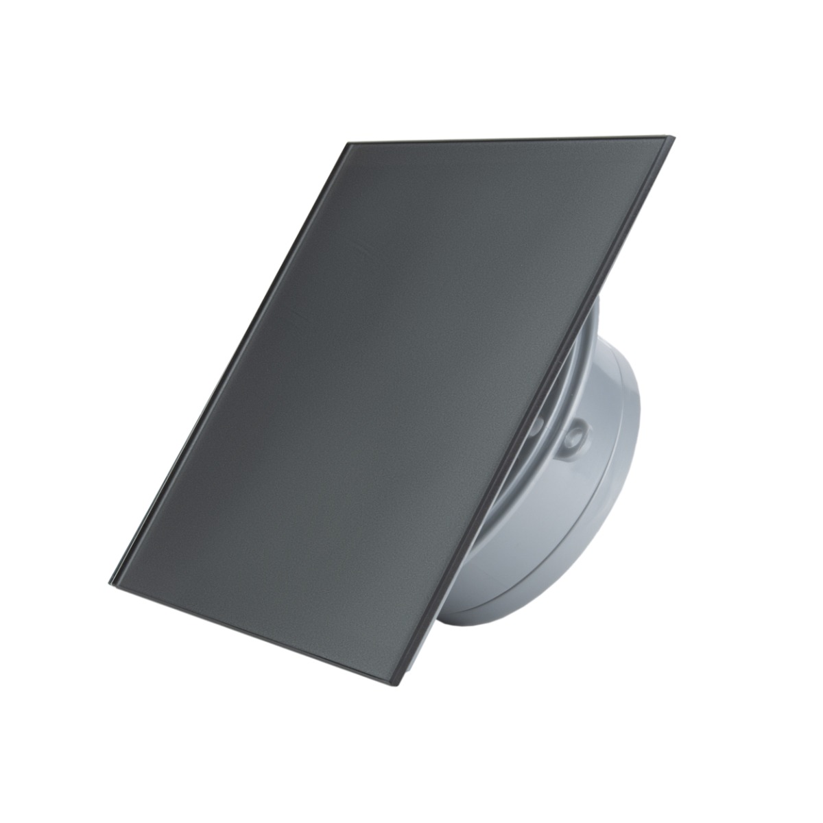 Ventilator diam 100mm placa frontala sticla gri inchis, clapeta antiretur, 90mc/h racord 38mm