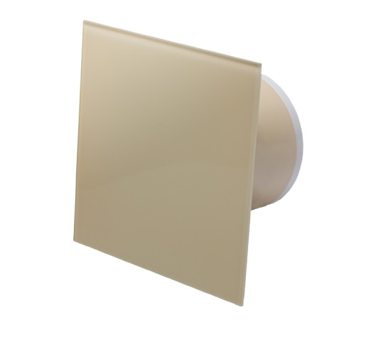Ventilator diam 100mm placa frontala sticla ecru, clapeta antiretur, timer si senzor umiditate 169mc/h