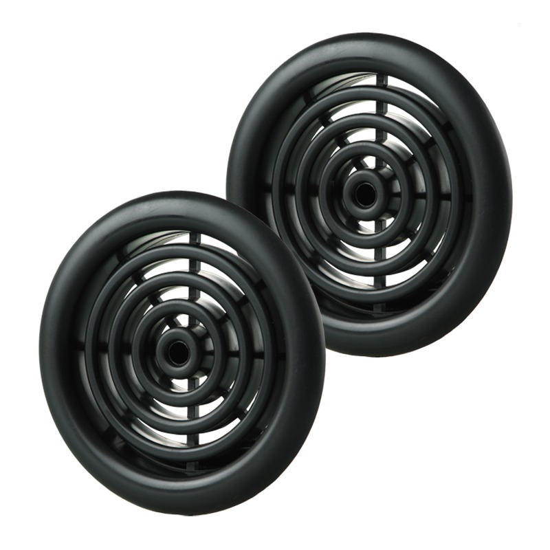 Set 2 grile usa diam 50mm, ABS - cercuri concentrice, negru