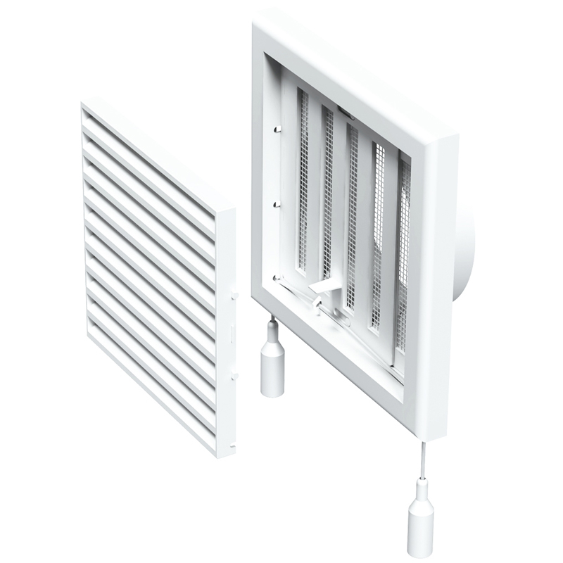 Grila ventilatie cu inchidere manuala diam 125mm, 187x187mm
