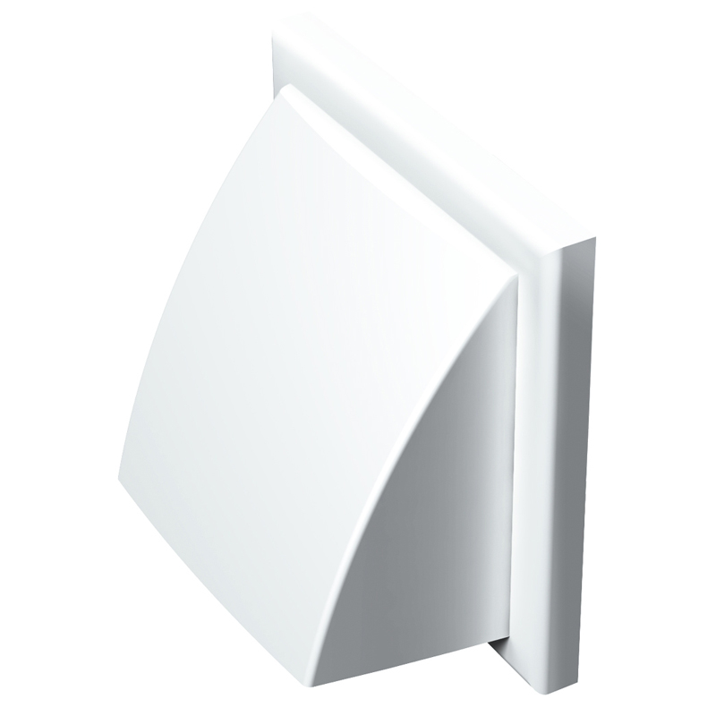 Grila PVC alba,antiploaie, clapeta, 187x187mm