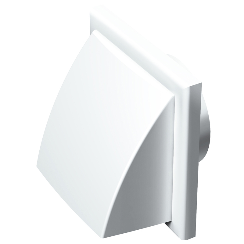 Grila PVC alba,antiploaie, clapeta, 187x187mm, racord diam 125/110x55mm