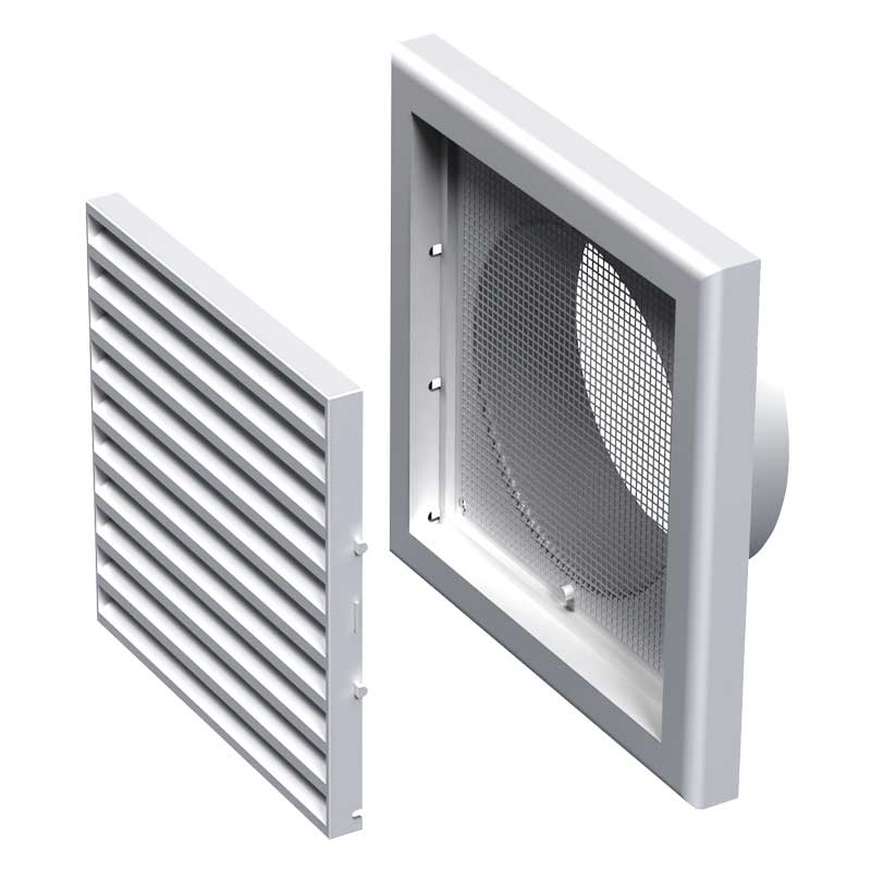 VENTS Grila PVC 156*156mm cu racord fi 100 mm