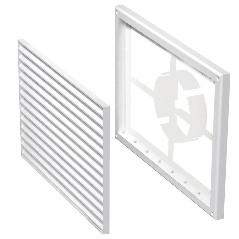 Grila PVC rectangulara cu stut reglabil 100-150, dimensiuni 229x221mm