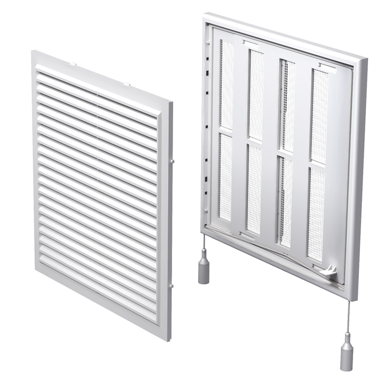 Grila ventilatie cu jaluzele actionate mecanic, 250x250mm
