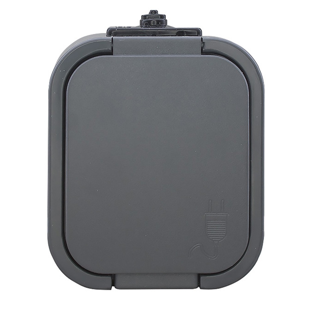 B2 Priza schuko simpla IP54 16A 250V cu capac gri, PT