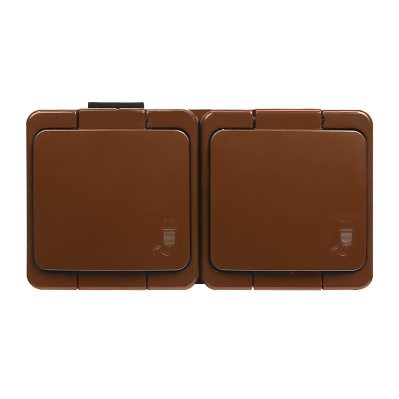 Smart Maro Priza dubla schuko cu capac maro IP44, PT